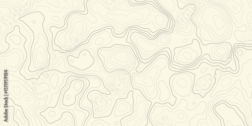 topographic map wavey contour lines on a light beige background  lines depict elevation changes in a geographical area, creating a detailed terrain.