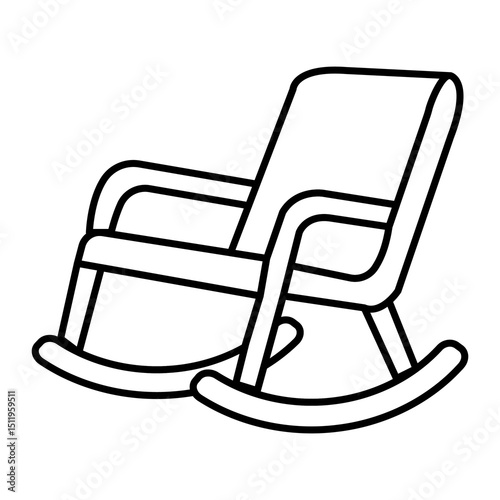 
Illustration showing a black rocking chair icon on a white background