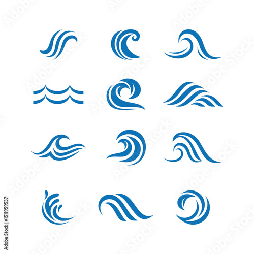 Set of water wave icons