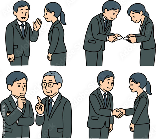 Businessman and Businesswoman Illustration Set	vector illustration