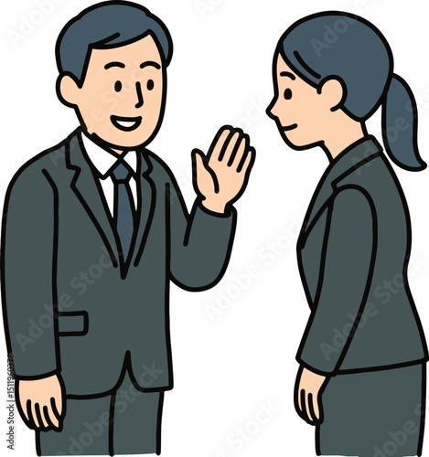 Man and Woman in Suits Having a Conversation vector illustration