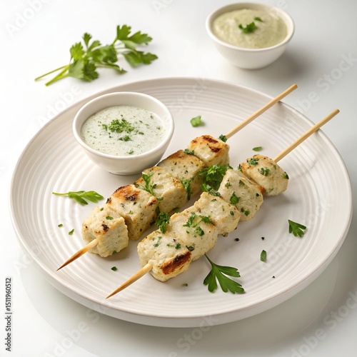 Malai Boti BBQ – Creamy Chicken Skewers in Flat Lay Style