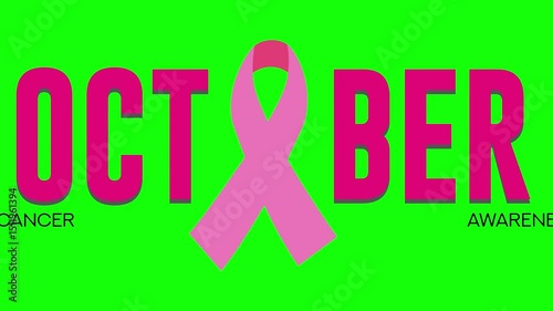 October Awareness Month green screen animation video on green screen for breast cancer, health campaigns, events, social media and editing use