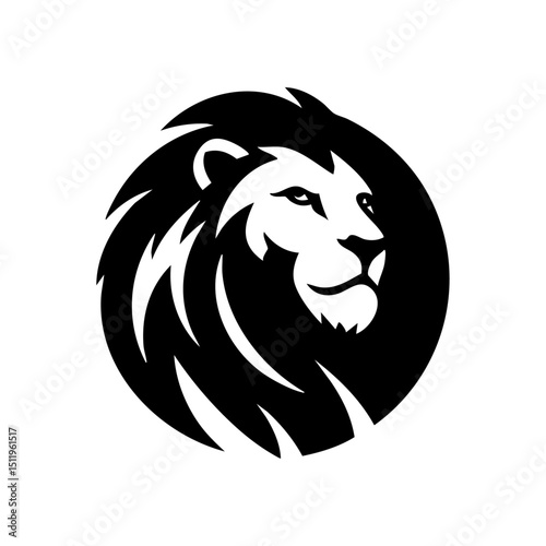 Black silhouette vector of a lion standing in profile view, minimalist black on white.

