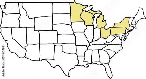 Dairy Belt Map of USA, USA map Highlighting Dairy Belt Country