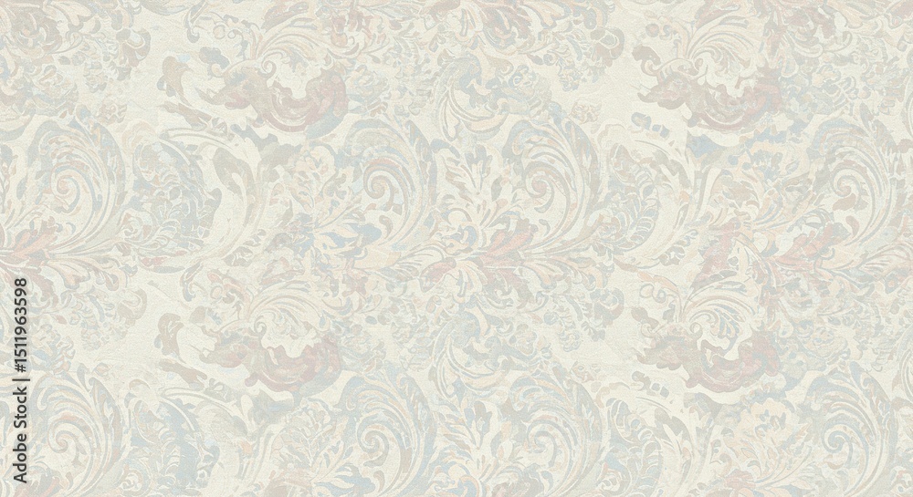 Fototapeta premium Delicate, light beige and pastel-colored damask pattern