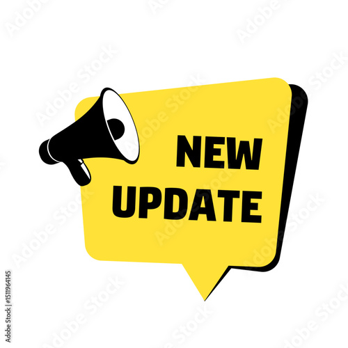 vector banner in yellow colors with black megaphone new update