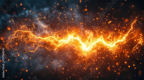 Electric sparks burst from machine, casting intense light and dramatic shadows.