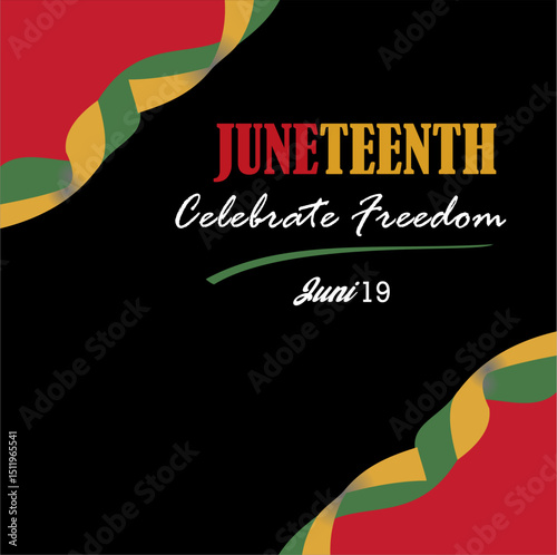 Juneteenth Independence Day. Celebrated every year on June 19th. African-American Liberation Day. Black, red, and green. Vector