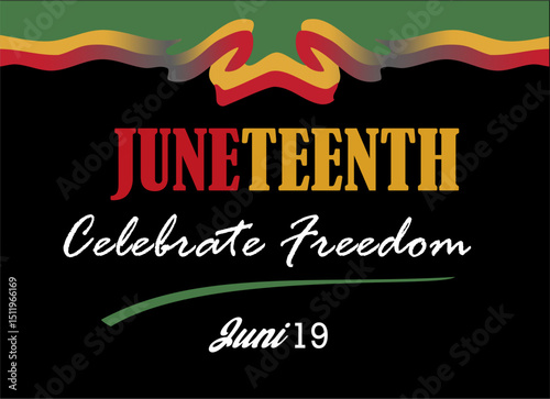 Juneteenth Independence Day. Celebrated every year on June 19th. African-American Liberation Day. Black, red, and green. Vector