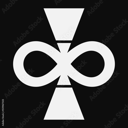 Infinity cross symbol (Negative version) - Christian flat style vector icon isolated