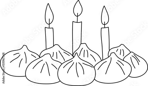 plate of momos (Nepali dumplings) with candles in them