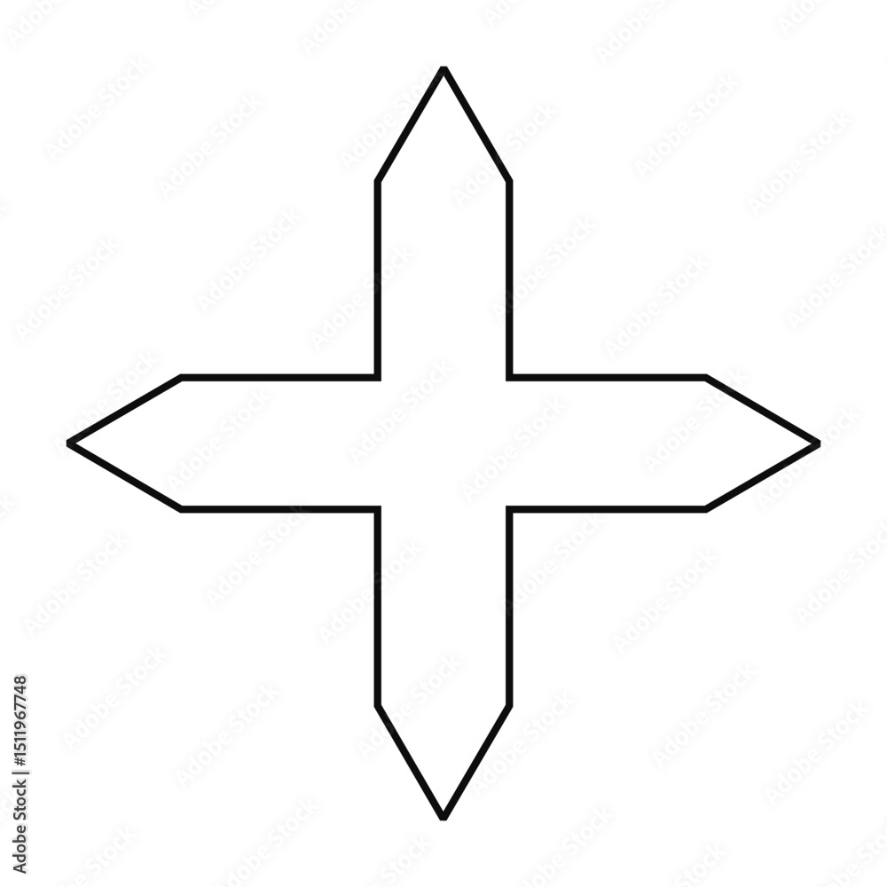 Fototapeta premium Cross of Passion (line version) symbol - Christian flat style vector icon isolated