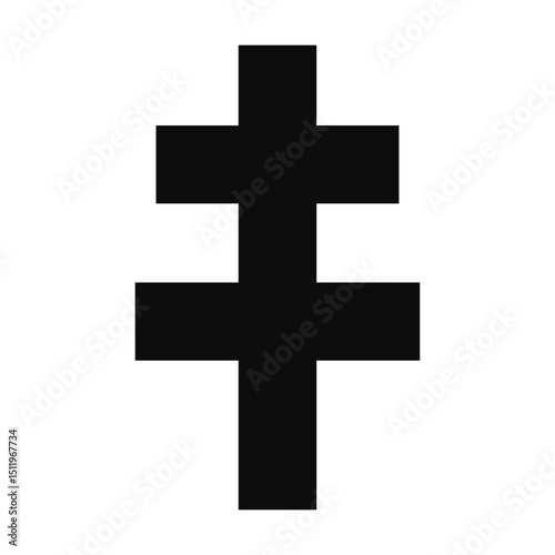 Cross of Lorraine (Patriarchal cross) bold symbol - Christian flat style vector icon isolated