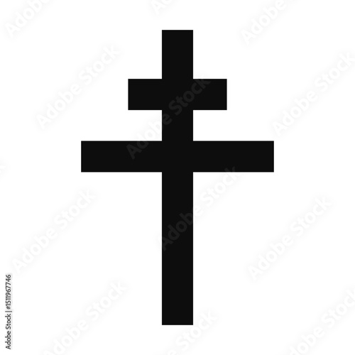 Cross of Lorraine (Patriarchal cross) symbol - Christian flat style vector icon isolated