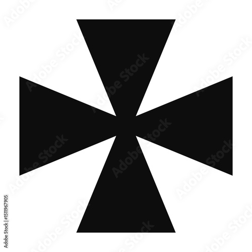 Cross Pattee (or Templar cross) with triangular arms symbol - Christian flat style vector icon isolated