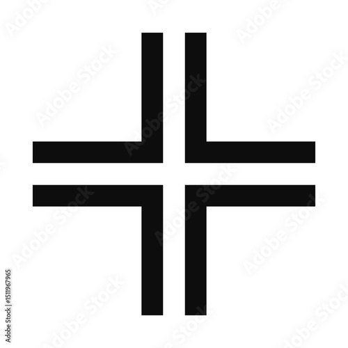 Gamma Cross (Four evangelists cross) symbol - Christian flat style vector icon isolated