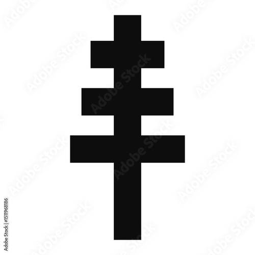 Papal cross (alternative version) bold symbol - Christian flat style vector icon isolated