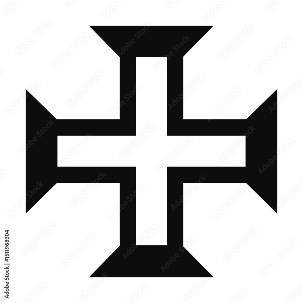 Obraz premium Portuguese Greek style Cross (Order of Christ) symbol - Christian flat style vector icon isolated