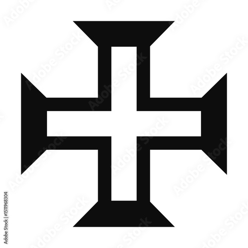 Portuguese Greek style Cross (Order of Christ) symbol - Christian flat style vector icon isolated