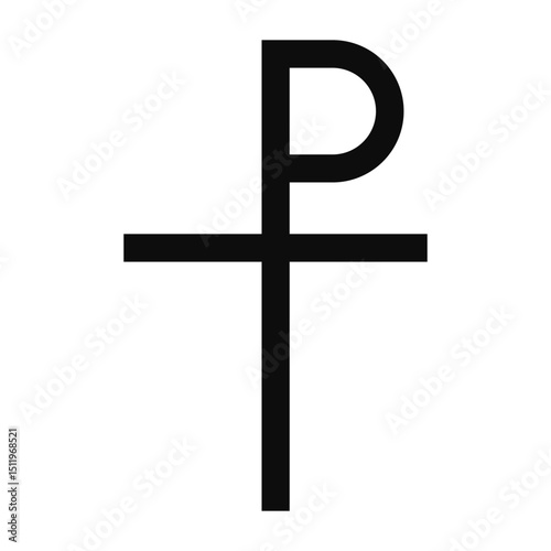 Staurogram or monogrammatic cross symbol - Christian flat style vector icon isolated