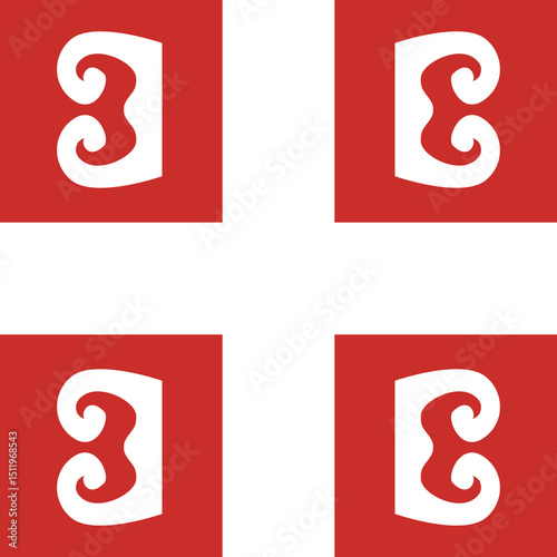 Serbian Cross (Red version) symbol - Christian flat style vector icon isolated