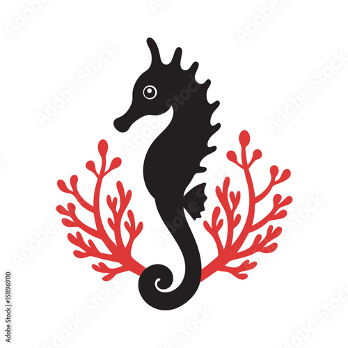 Tiny Seahorse Gently Drifting In Ocean