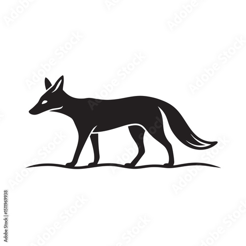 Jackal Walking Carefully In Desert Landscape