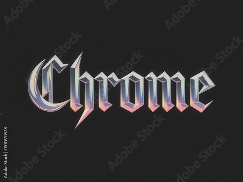 Elegant chrome lettering with shimmering effect, decorative and stylish font
