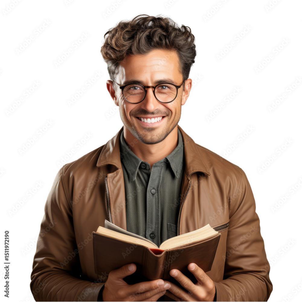 Smiling Man Reading Book: Education, Learning, and Literacy Smiling Man Reading Book: Education, Learning, and Literacy