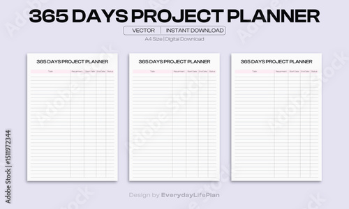365 Days Project Planner Printable Template

