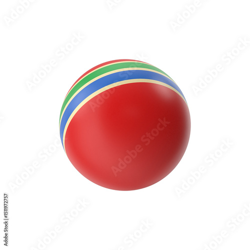 Red Bouncy Ball with Stripes Isolated on Transparent Background