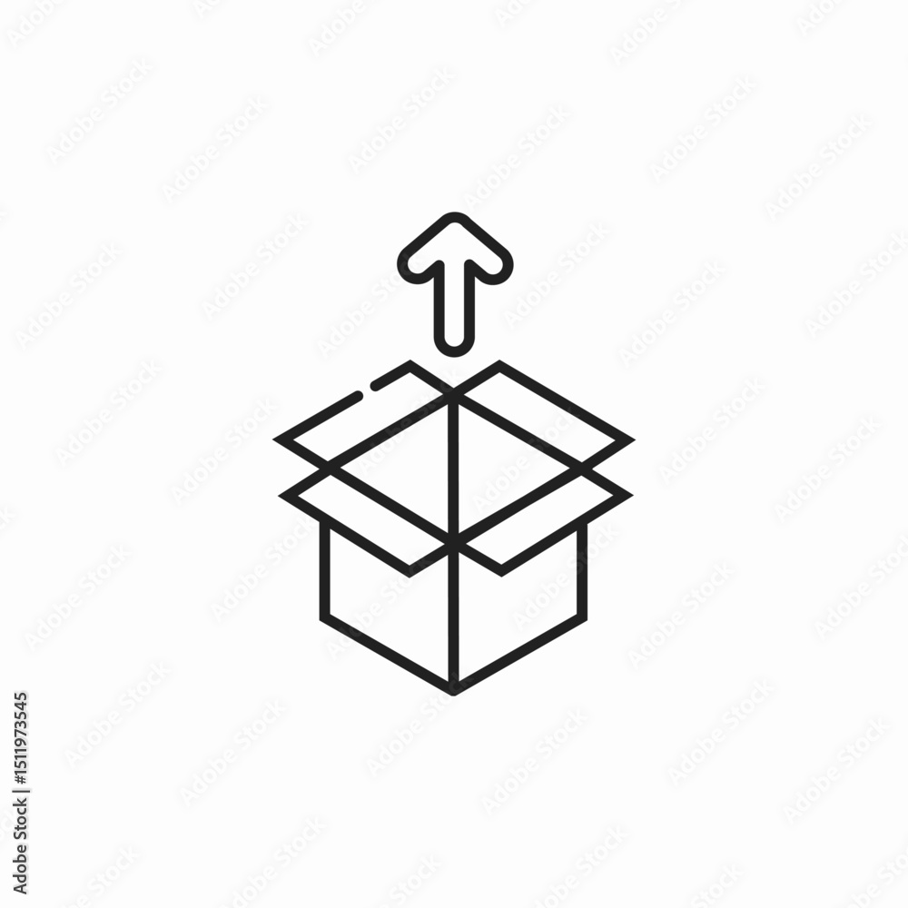 Naklejka premium unpacking unboxing icon sign vector
