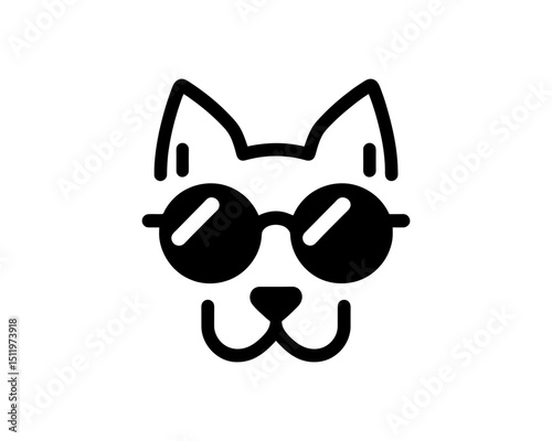 Dog sunglasses logo with minimal vector lines