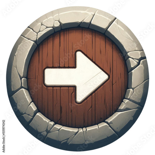 Stone Wooden Arrow Button Game UI Design