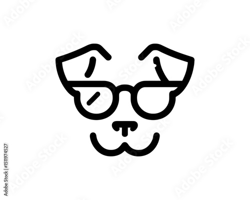 Simple sunglasses dog icon in outline form
