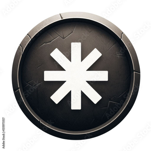 Dark Metal Emblem with Eight-Pointed Star Symbol