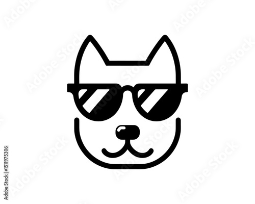 Dog logo vector with sunglasses on face