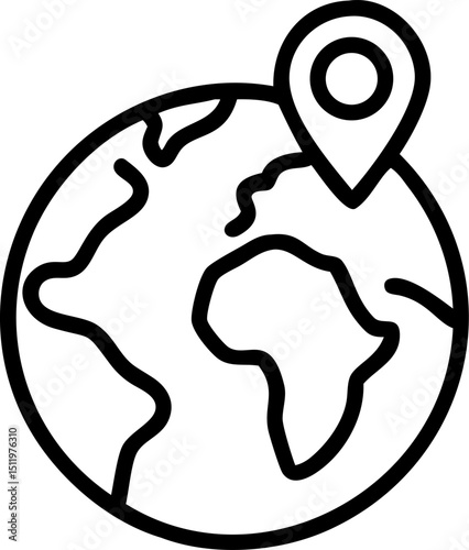 global position vector outline icon on white or transparent background