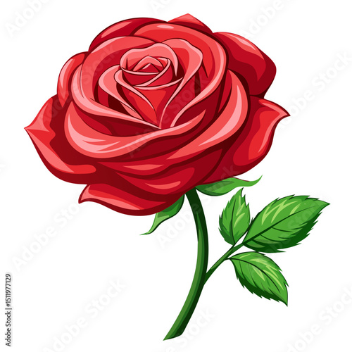 Red Rose Isolated On White Background
