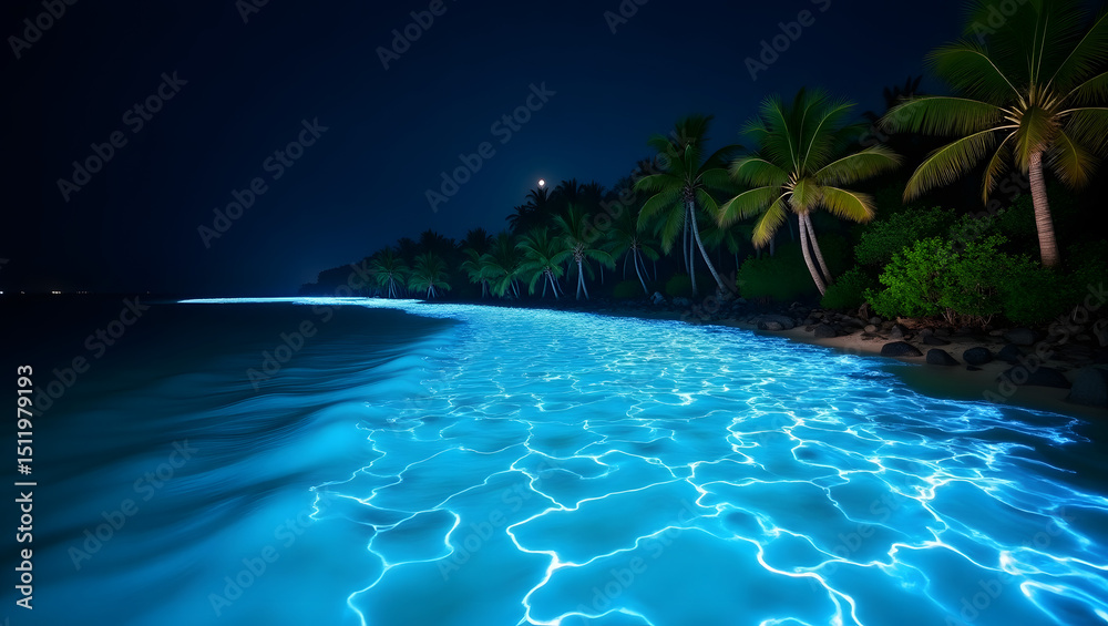 Fototapeta premium Ocean's Radiant Night