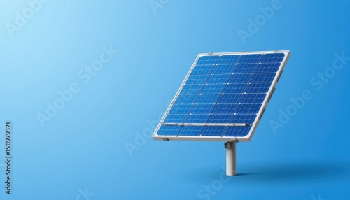 Solar Panel Against a Blue Background Demonstrating Renewable Energy Technology