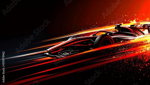 Red formula one racing car with motion blur - perfect for editorial use
