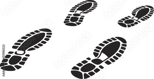 Footprints shoe sole isolated on transparent background. Shoes footprints vector illustration