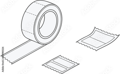 Ripped gray adhesive tape mockup isolated on transparent background perfect for labels and messages