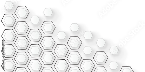 Create a minimalist,modern background design featuring a diagonal honeycomb pattern with soft shadows and subtle 3D effects.The hexagonal cells should fade into a clean white space,giving a futuristic