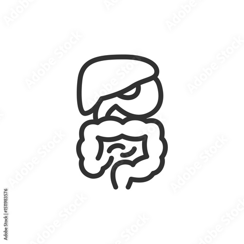 Digestive system, linear icon. Human gastrointestinal tract, internal organs, or digestion. Line with editable stroke.
