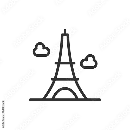 Eiffel Tower, linear icon. Landmark, tourism, or travel destination. Line with editable stroke.
