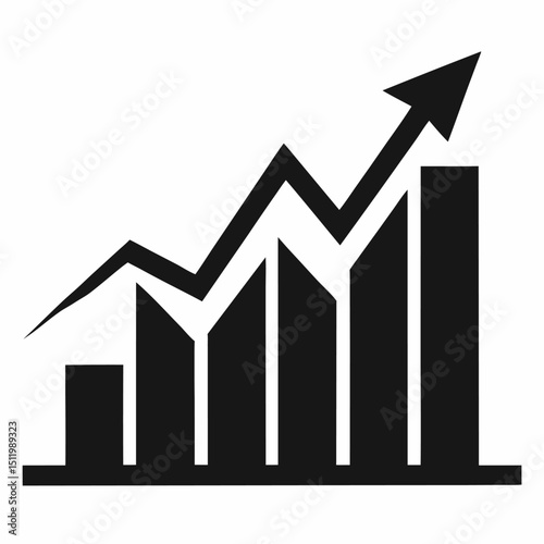 Stock market rise Silhouette icon on white background
