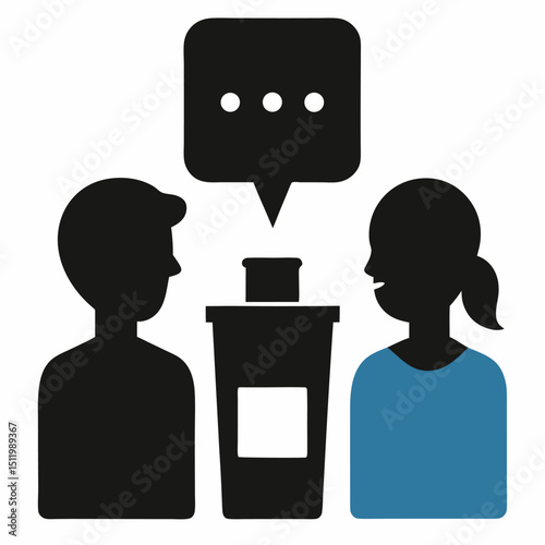 Water cooler conversation Silhouette icon on white background